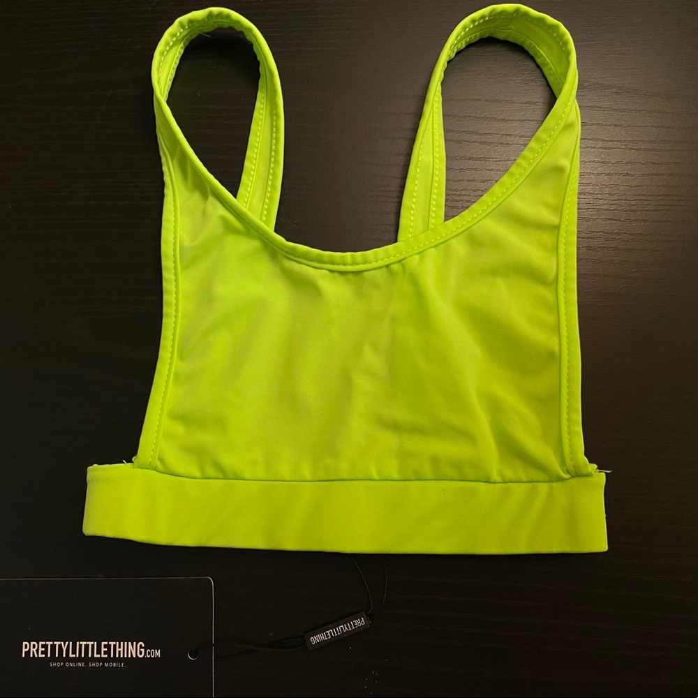 Neon green scoop neck bikini top